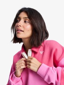 4 Cross Your Mind - Shirt Collar Sweatshirt for Women Pink ERJFT05015 Roxy