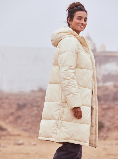 Test Of Time - Long Hooded Puffa Jacket for Women  ERJJK03513