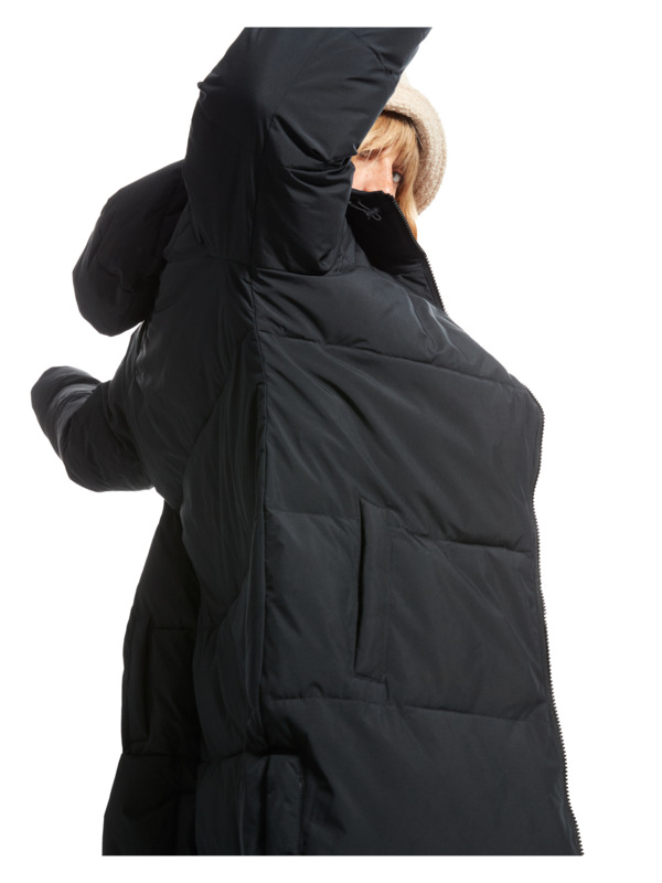 5 Test Of Time - Long Hooded Puffa Jacket for Women Black ERJJK03513 Roxy