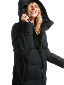 8 Test Of Time - Long Hooded Puffa Jacket for Women Black ERJJK03513 Roxy