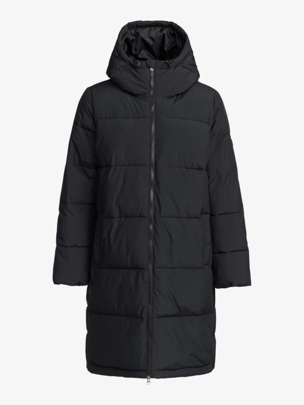 15 Test Of Time - Long Hooded Puffa Jacket for Women Black ERJJK03513 Roxy