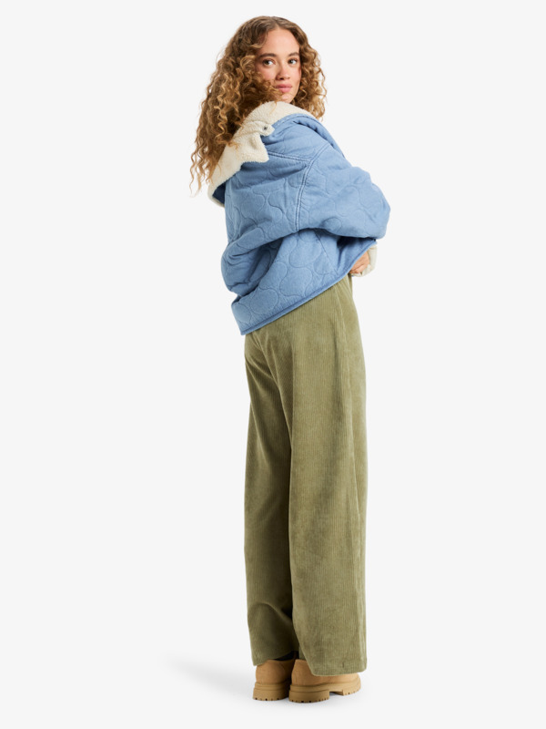 8 Not So Basic - Sherpa Lined Denim Jacket for Women Blue ERJJK03675 Roxy