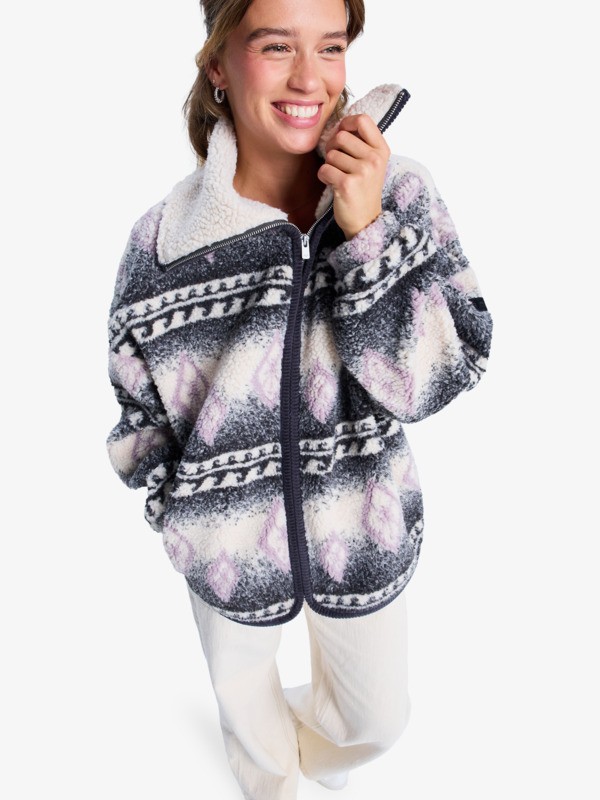 11 Feels Like Winter - Oversized Sherpa Zip Jacket for Women Brown ERJJK03676 Roxy