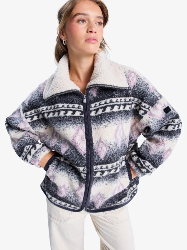 4 Feels Like Winter - Oversized Sherpa Zip Jacket for Women Brown ERJJK03676 Roxy