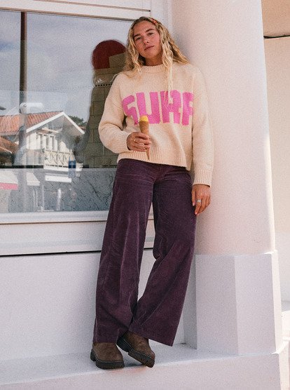 Surf On Cloud Cord - Corduroy Wide Leg Trousers for Women  ERJNP03678