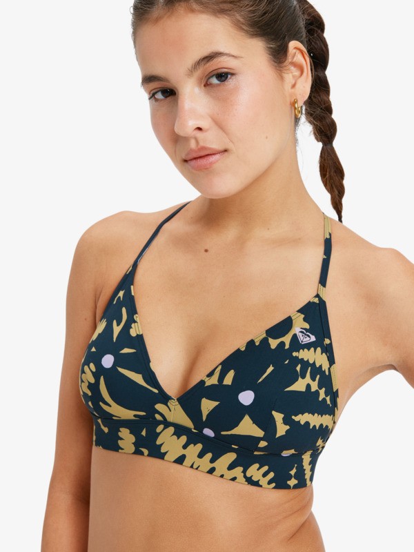 2 Roxy Active Tri - Triangle Bikini Top for Women Black ERJX305569 Roxy